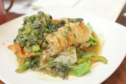 Sea Bass with Drunken Noodle