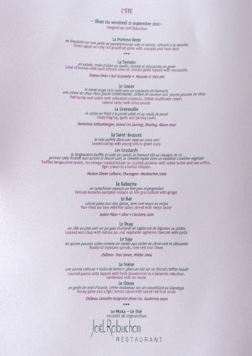 Joel Robuchon Menu Degustation