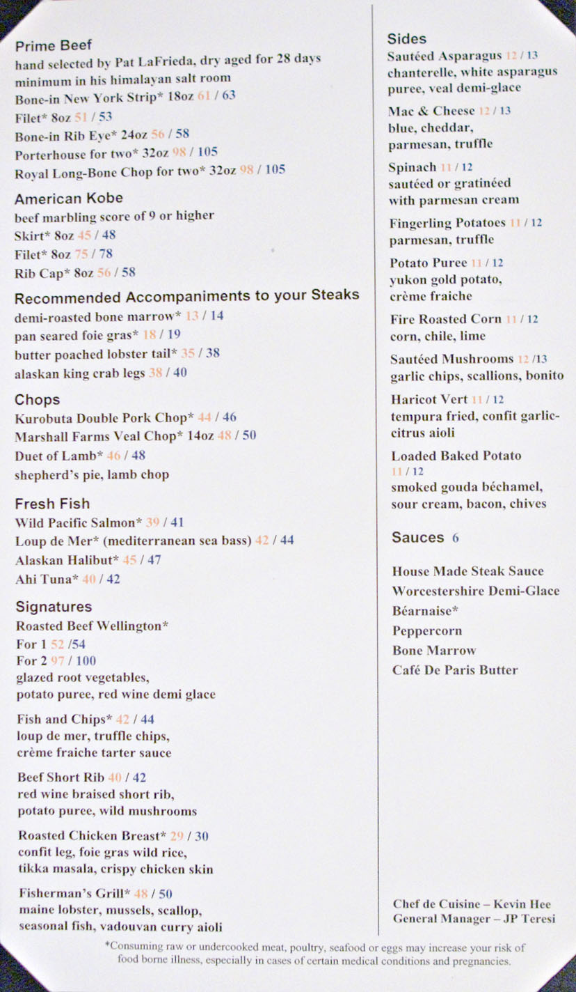 Gordon ramsay restaurant menu