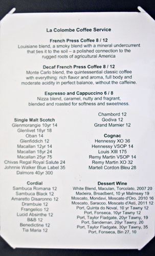 Gordon Ramsay Steak After Dinner Drink Menu