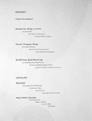 Spago Dessert Menu