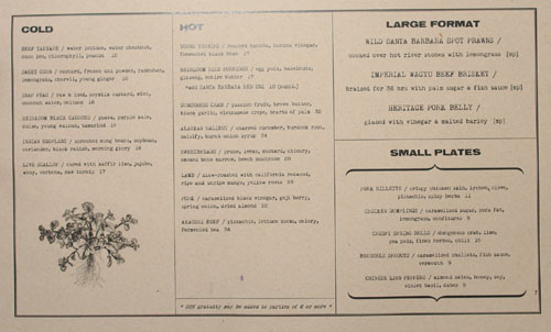 Red Medicine Menu