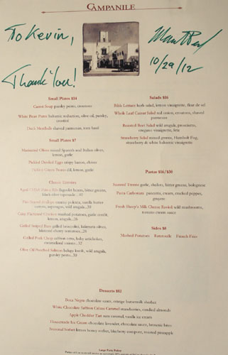 Campanile Menu