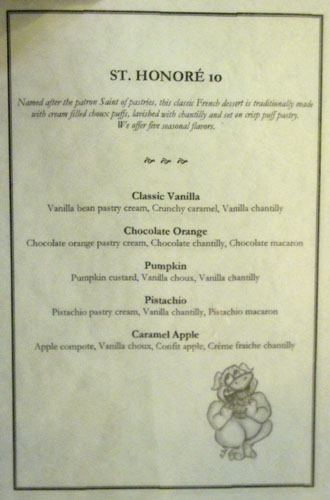 Gorge Dessert Menu