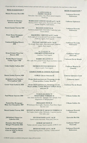 Gorge Menu