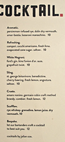 Bestia Cocktail List