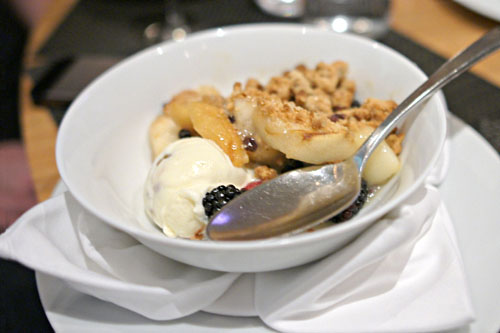 Pink Lady Apple & D'Anjoy Pear Toasted Pecan Crumble, Butter Pecan Ice Cream