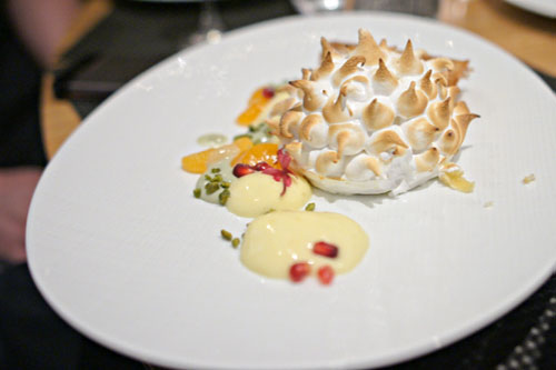 'Baked Alaska', Satsuma Mandarin Orange & Mascarpone Gelato, Sicilian Pistachios