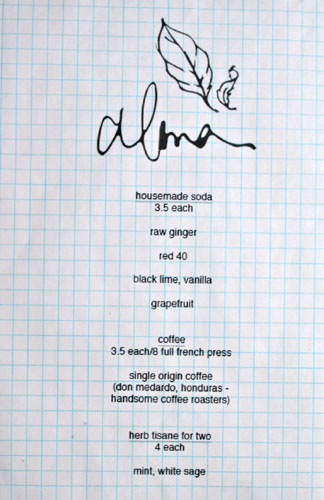 Alma Drink Menu