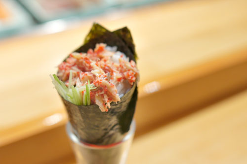 Spicy Blue Crab Temaki with Habanero Masago