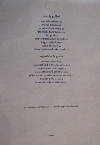 Hinoki & the Bird Menu