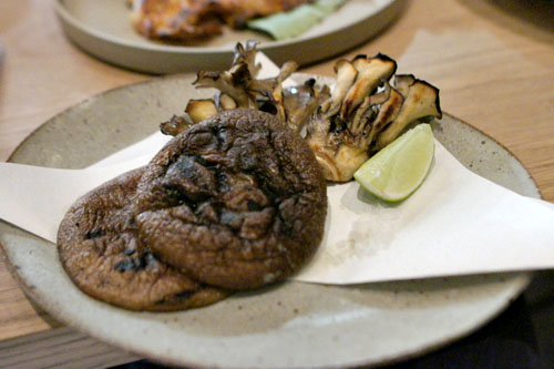 grilled winter mushrooms, sea salt, lime