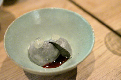 black sesame ice cream, lemon, hibiscus