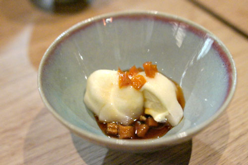 honey ice cream, persimmon, licorice caramel