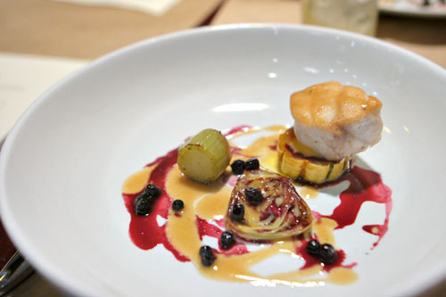 Herbed Sturgeon - Squashes - Poached Huckleberries - Artichokes Barigoule