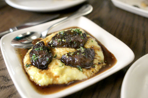 pork cheeks, polenta, mustard oil & gremolata