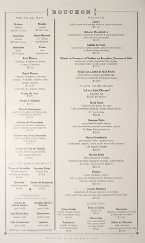 Bouchon Menu