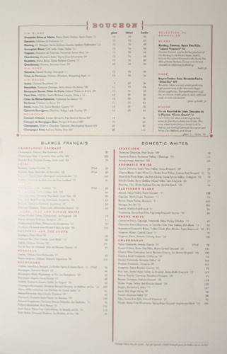 Bouchon Wine List