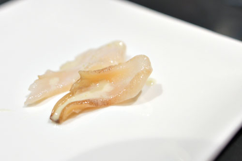 Live geoduck clam, yuzu koshu
