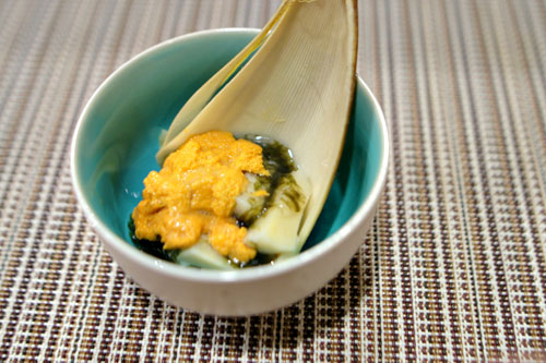 Grilled Bamboo with Seaweed Sauce & Uni