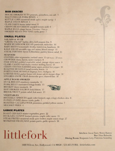 Littlefork Menu