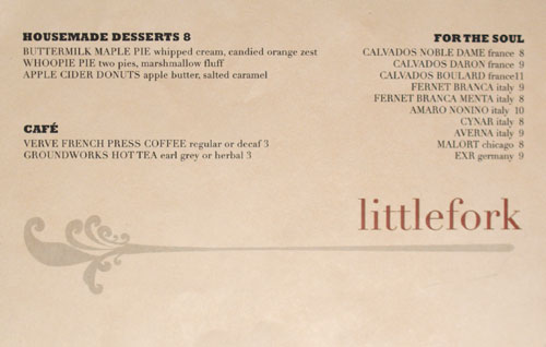 Littlefork Dessert Menu