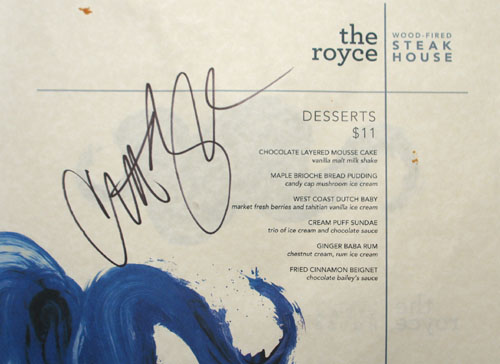The Royce Steakhouse Dessert Menu
