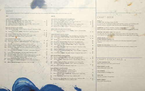 The Royce Steakhouse Drink Menu