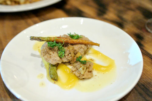 veal brains, vadouvan, apricot puree, carrot