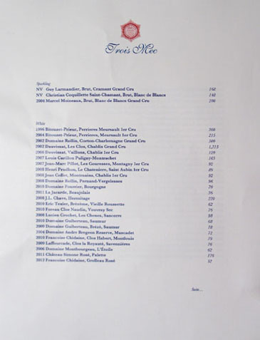 Trois Mec Wine List