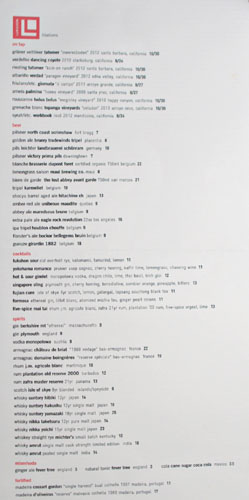 Lukshon Beer and Cocktail List