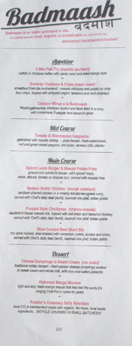 Badmaash dineLA Menu