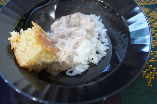 Mama Leah's Coconut Beef & Rice / Ann's Cornbread Bibingka