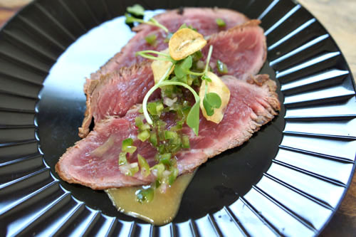 Bonito Cured Sirloin, Jalapeno Salsa & Pitchfork Dressing