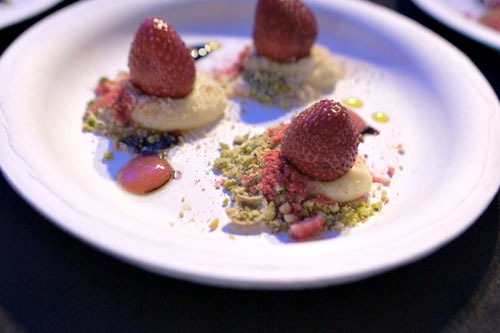 Vanilla Curd, Strawberry, Pistachio, Balsamic