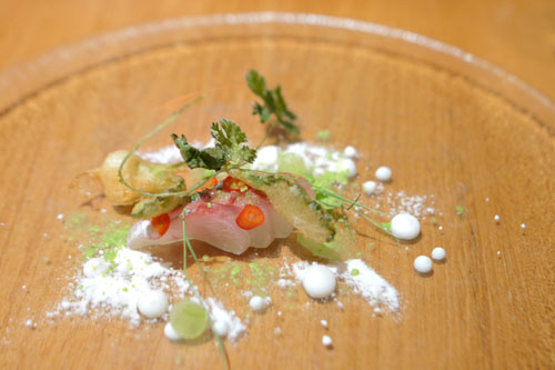 Shima aji, coconut, cilantro