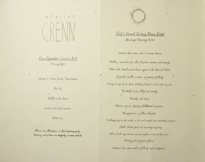 Atelier Crenn Menu