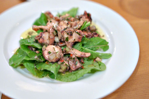 Octopus Salad with Pickled Vegetables and Arugula