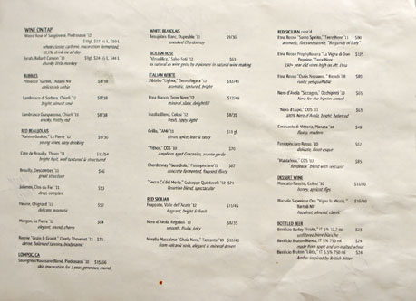 Etto Wine List