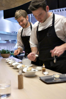 Prepping Almond Tart with Blue Cheese