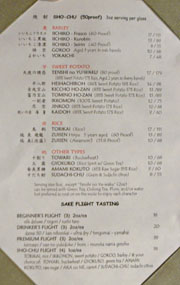 Sushi Taro Shochu List