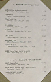 Sushi Taro Wine List