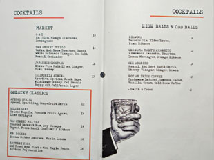 Goldie's Cocktail List