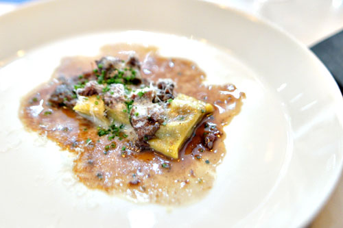 agnolotti with lamb cheek, sardo, rye, mint lavender