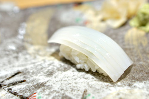 Japanese Sumi Ika (squid) nigiri