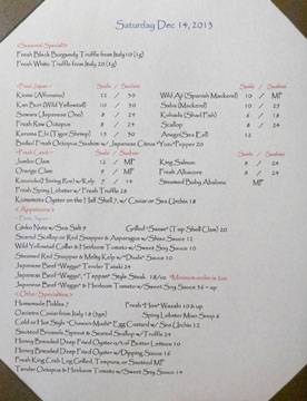 Asanebo Menu