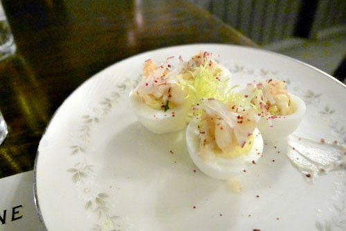 Deviled Eggs, Smoked Shrimp, Black Radish & Trout Roe