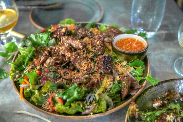 saigon lemongrass beef, vermicelli noodle, herbs, cucumbers, chili-lime dressing