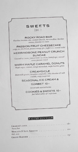 Herringbone Dessert Menu