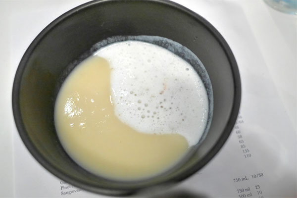 celery root soup with whipped lardo, apple & pine